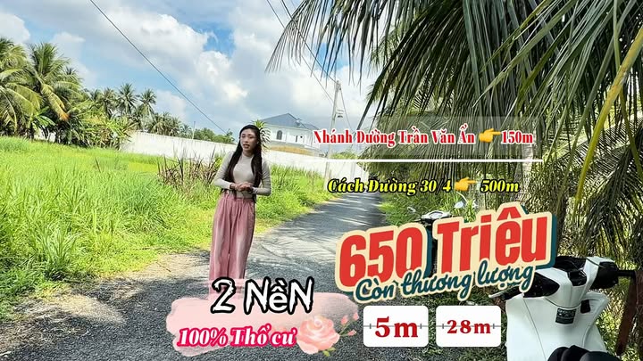 Đất nền Trần Văn Ẩn, Trà Vinh 237m² giá 650 triệu - Đầu tư sinh lời ngay!
