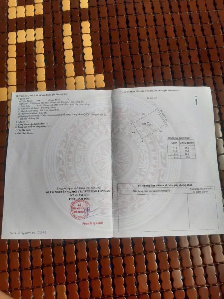 Đất thổ cư Hướng Thọ Phú, Tân An 797m² giá 1.5 tỷ - Cơ hội đầu tư tốt!