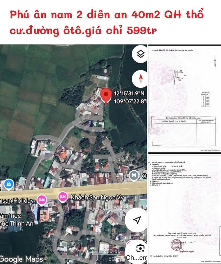 Đất thổ cư Phú Ân Nam 2 Diên An 40m² giá chỉ 599 triệu - Đường ô tô vào tận nơi!