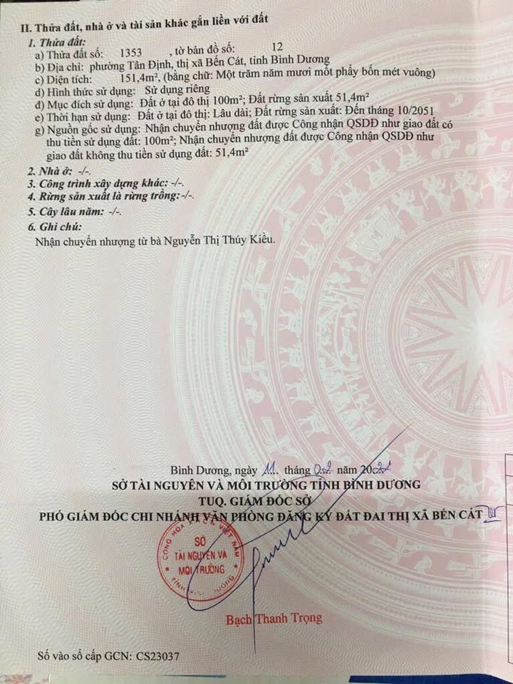 Đất nền Tân Định Bến Cát 150m² giá rẻ - Pháp lý rõ ràng, xây nhà ngay!