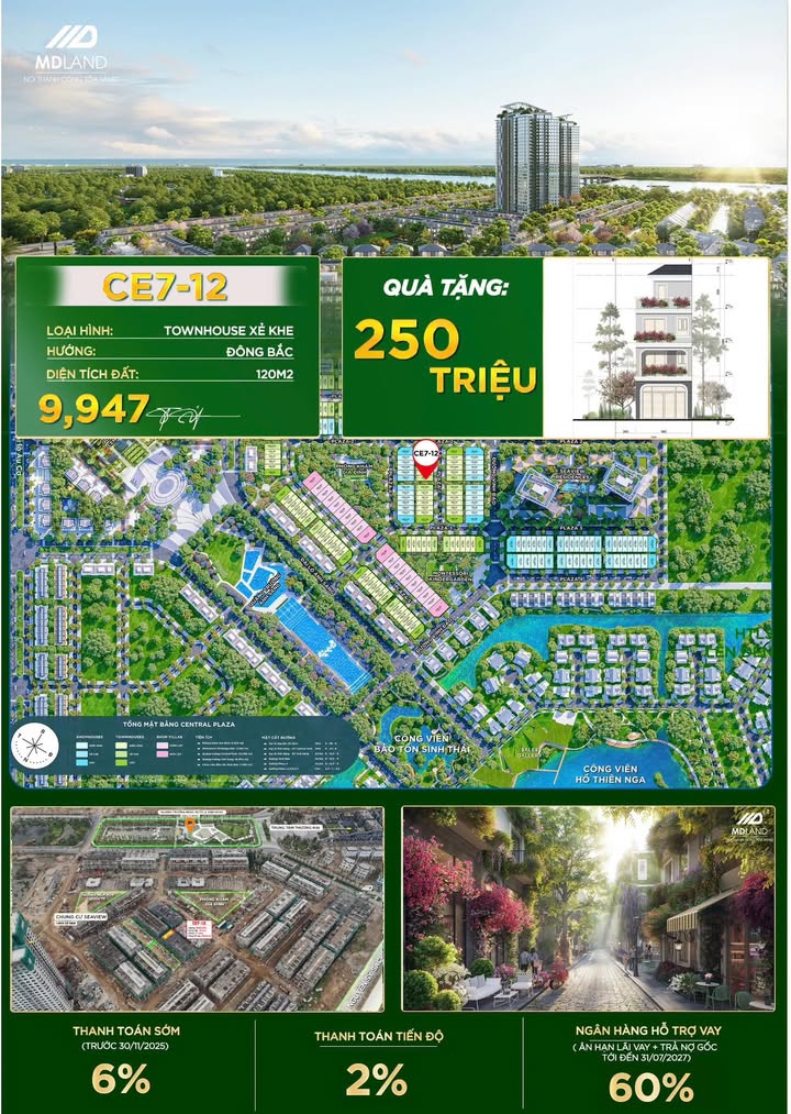 Townhouse Eco Central Park Vinh 120m² giá 9.947 tỷ - Xẻ khe độc quyền!