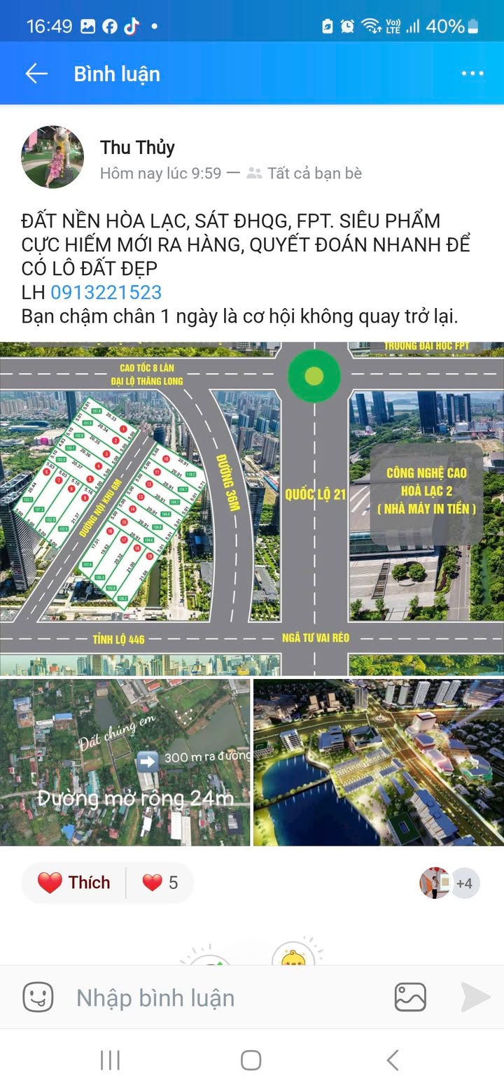 Đất nền phân lô Khu đô thị Bắc Phú Cát 105m² giá 4 tỷ - Cơ hội đầu tư hấp dẫn!