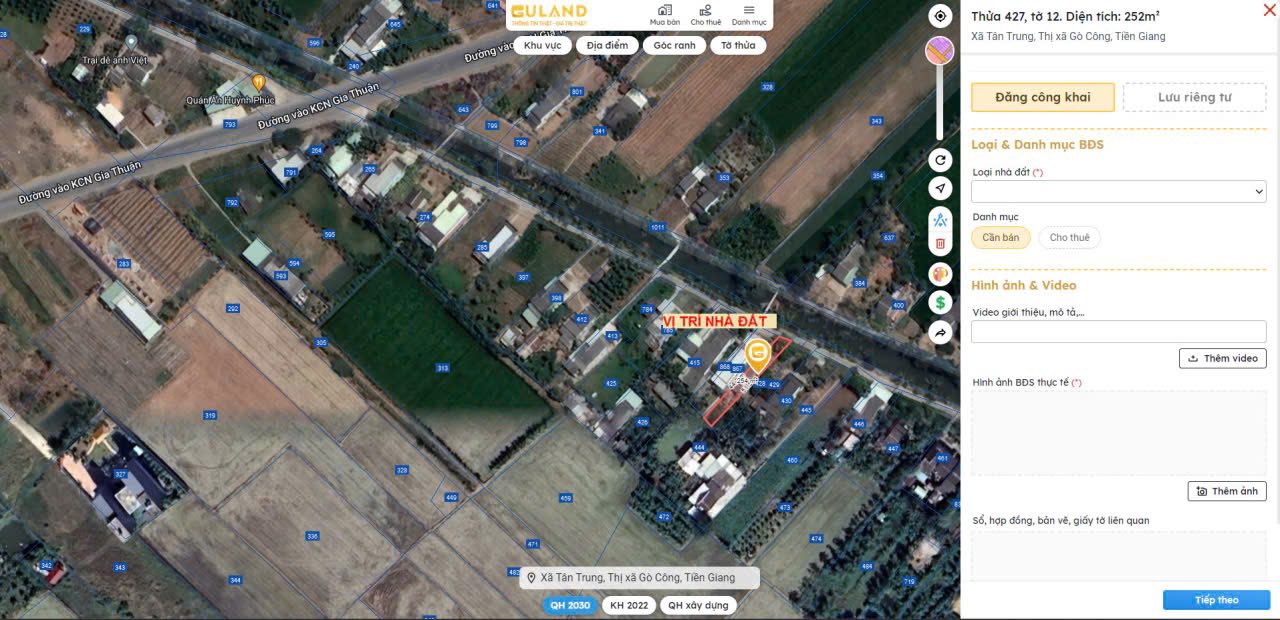 Đất nền mặt tiền Ấp Mỹ Xuân, Tân Trung, Gò Công 258.9m² - Giá chỉ 1.2 tỷ!