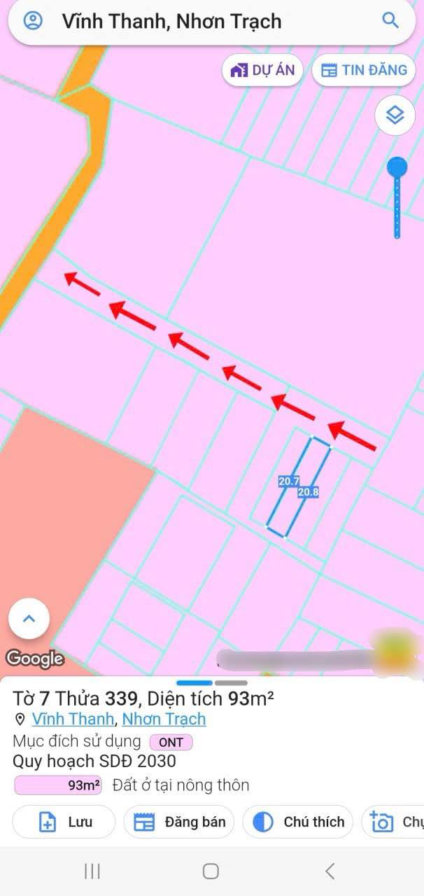 Đất nền Vĩnh Thanh, Nhơn Trạch 93m² giá 1.45 tỷ - Pháp lý rõ ràng!
