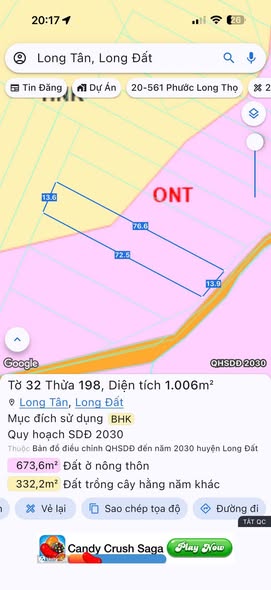 Đất nền đầu tư giá tốt 1.3 tỷ tại xã Đất Đỏ, 1006m² - Tiềm năng sinh lời cao!