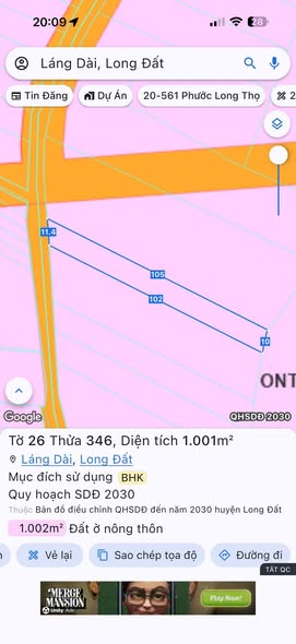 Đất nền 1 sào tại Phước Long Thọ, Bà Rịa - Vũng Tàu giá 2 tỷ - Cơ hội đầu tư tuyệt vời!