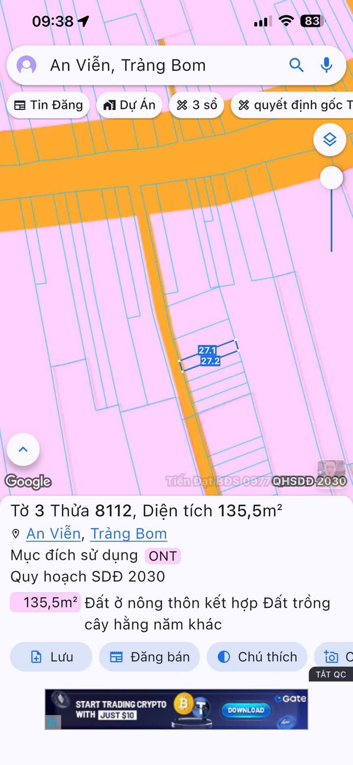 Đất thổ cư 135m² tại An Viễn, Trảng Bom - Giá đầu tư chỉ 1 tỷ