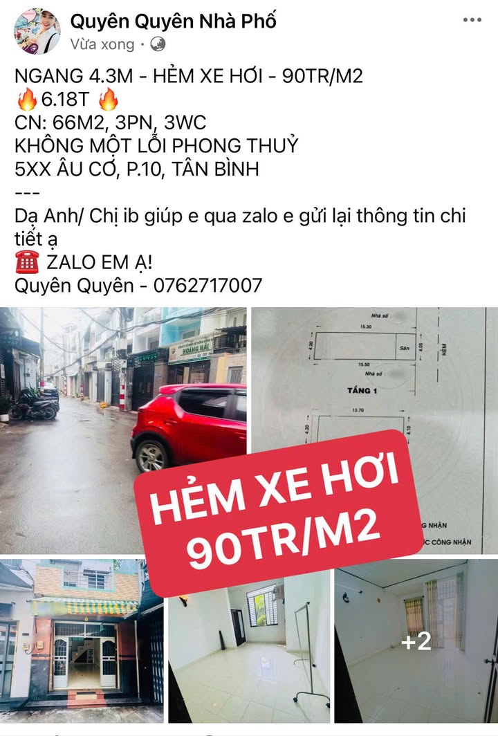 Căn hộ 3PN tại đường Âu Cơ, Tân Bình, 66m² giá 6.18 tỷ - Phong thủy hoàn hảo!