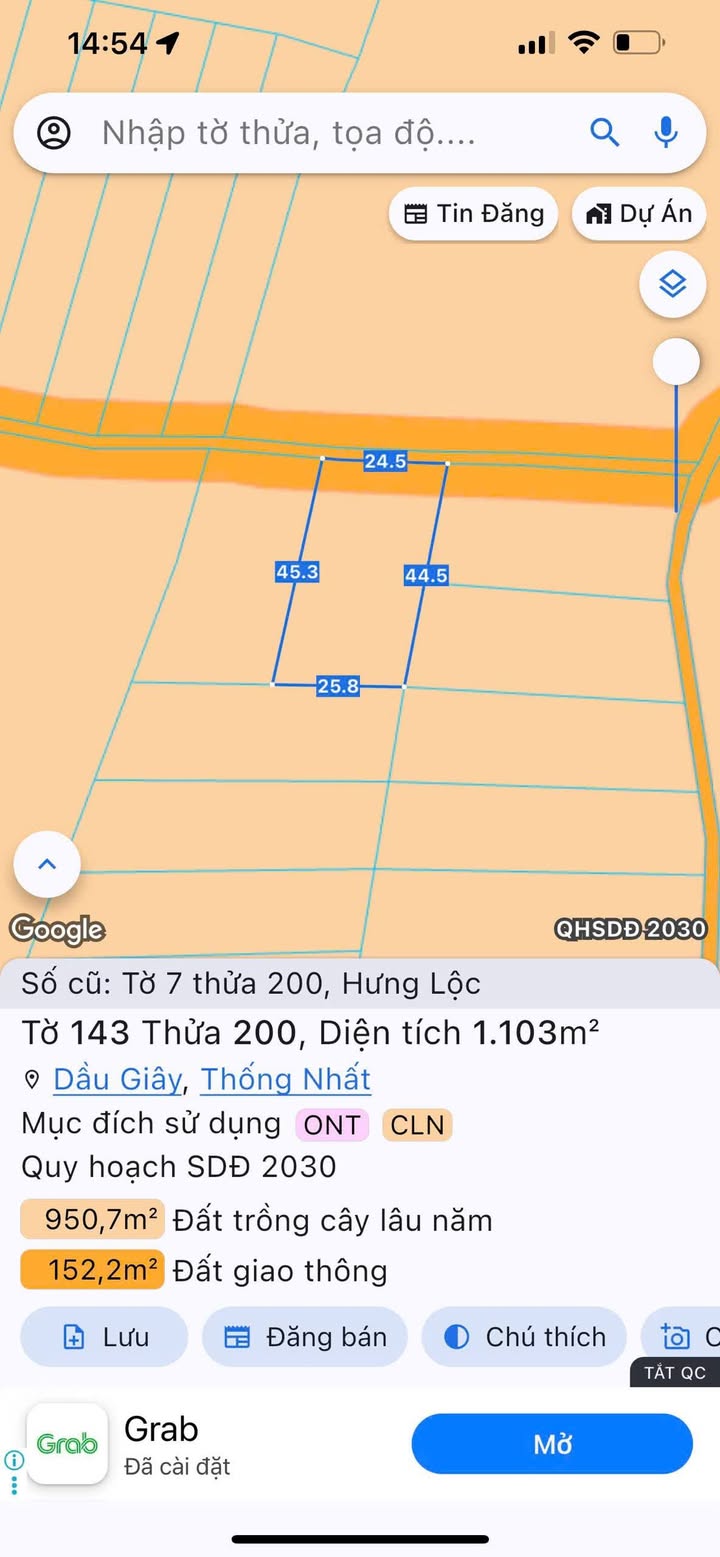 Đất vườn Hưng Lộc 1100m² giá 1.25 tỷ - Sổ hồng riêng, gần quốc lộ 1A!