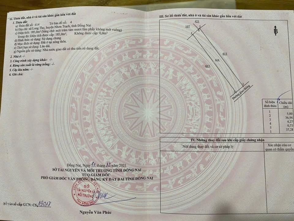 Đất nền 185m² tại ấp 1 Long Thọ, Nhơn Trạch - Giá chỉ 2 tỷ, sổ riêng!