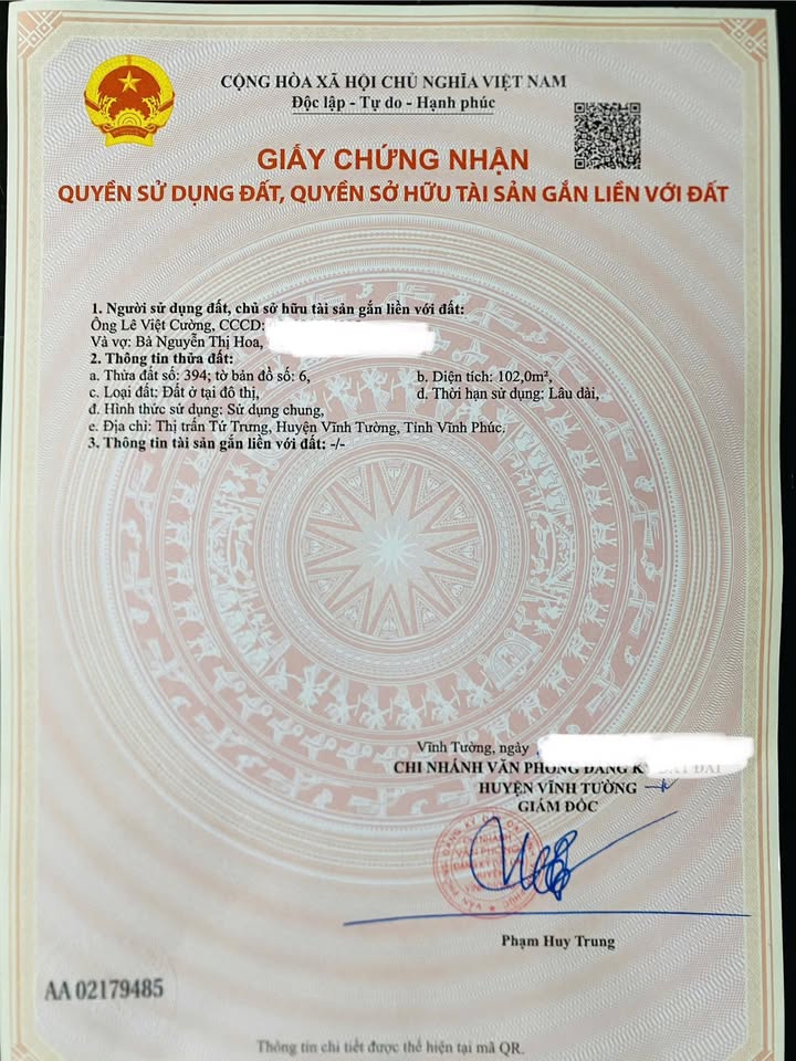 Đất kinh doanh Tứ Trưng, Vĩnh Tường 102m² giá 4 tỷ - Sẵn sàng cho đầu tư sinh lời!