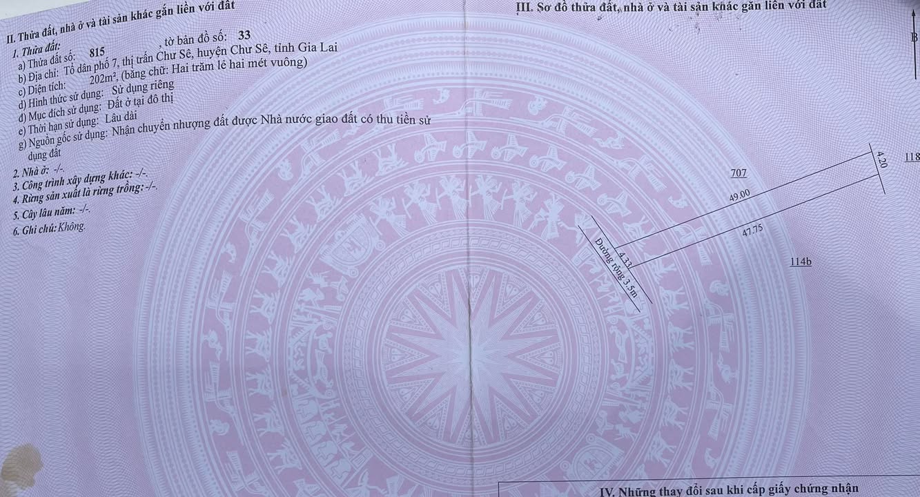 Đất nền đường Nguyễn Tri Phương, Chư Sê, 215m² - Giá chỉ 700 triệu, sổ đỏ chính chủ!