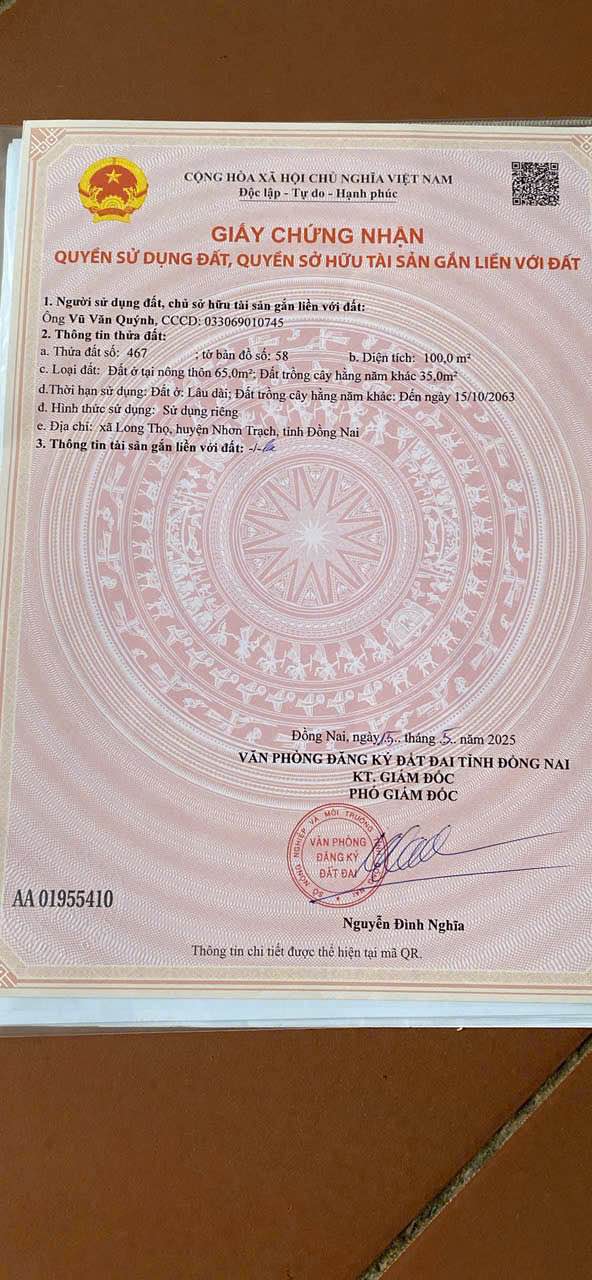 Đất nền Long Thọ Nhơn Trạch 100m² giá 2 tỷ - Cơ hội đầu tư sinh lời!