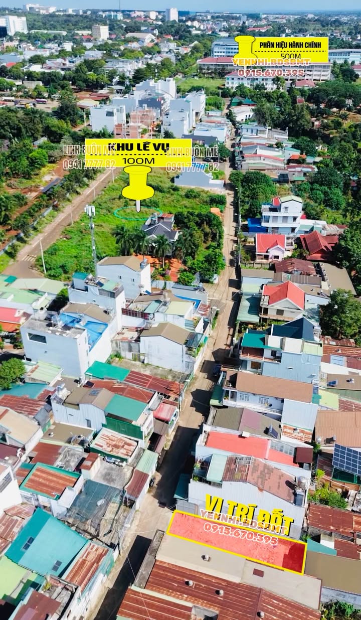 Đất thổ cư hẻm 193 Nguyễn Văn Cừ, Buôn Ma Thuột 125m² giá 4.7 tỷ - Khu dân cư đông đúc!