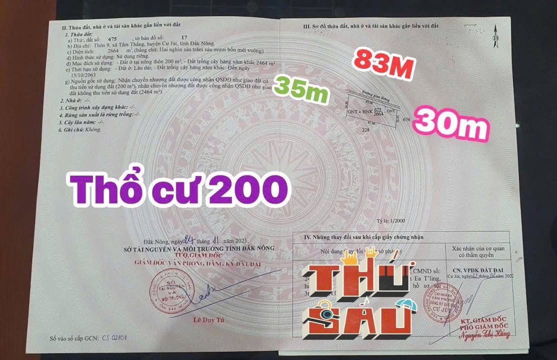 Đất nền Tâm Thắng Cư Jút 2664m² giá 79.92 tỷ - Đường ô tô vào tận nơi!