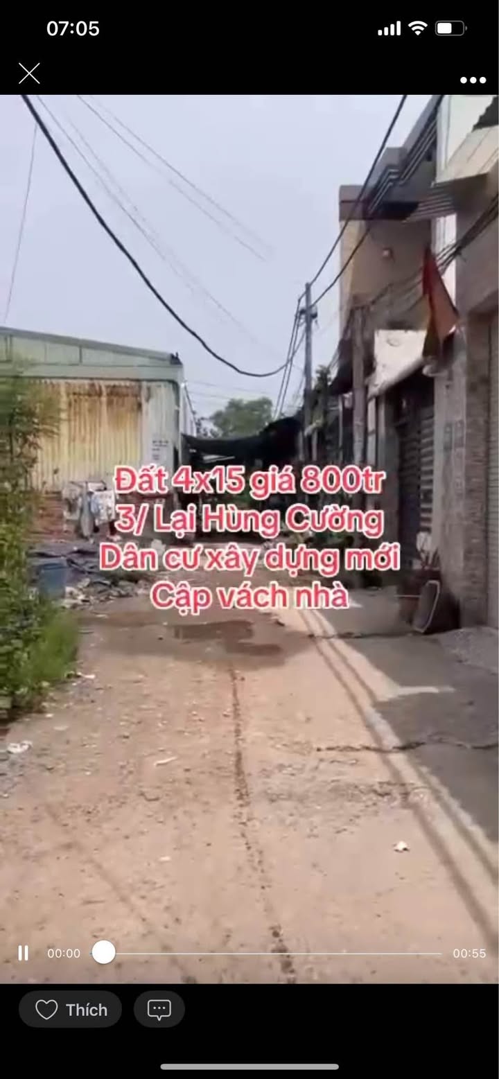 Đất nền 60m² tại đường Lại Hùng Cường, Bình Chánh - Giá chỉ 800 triệu, bớt lộc cho khách thiện chí!