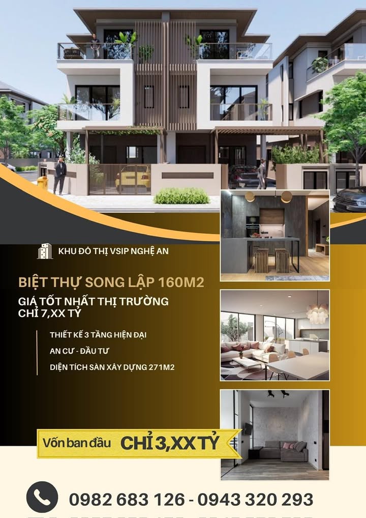 Biệt Thự Song Lập 160m² Hưng Nguyên 7.1 tỷ - Sở hữu ngay với giá tốt!