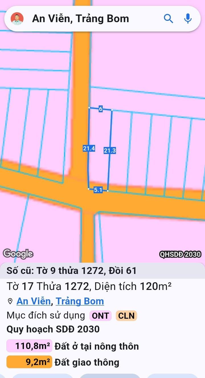 Đất nở hậu 105m² xã An Viễn - Giá chỉ 990 triệu - Cơ hội đầu tư hiếm có!