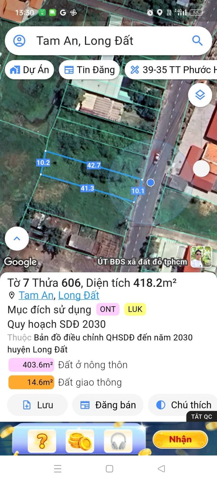 Đất nền liền kề xã Tam An 840m² giá 5 tỷ - Đầu tư lý tưởng cho nhà vườn!