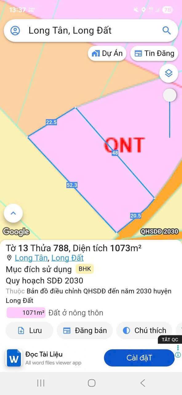 Đất nền Long Tân 3600m² giá 1.6 tỷ - Tiềm năng đầu tư lớn!