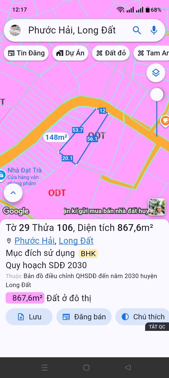 Đất thổ cư Long Mỹ Đất Đỏ 867m² giá 5.202 tỷ - Cơ hội đầu tư tuyệt vời!