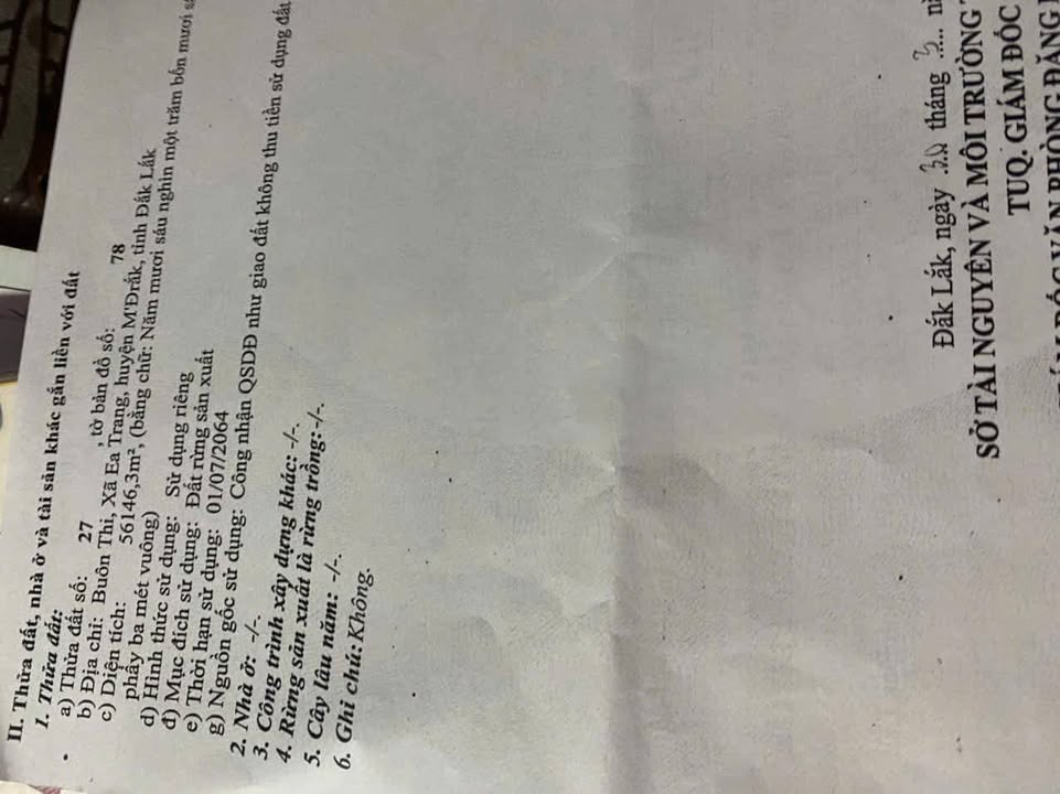 Đất nông nghiệp 5,6 ha tại Ea Trang, M'Đrắk - Giá 3.5 tỷ, sổ đỏ chính chủ!