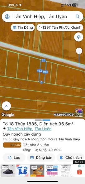 Đất sổ đỏ Tân Vĩnh Hiệp 97m² giá 1.75 tỷ - Đường nhựa rộng rãi, sẵn sàng đầu tư!