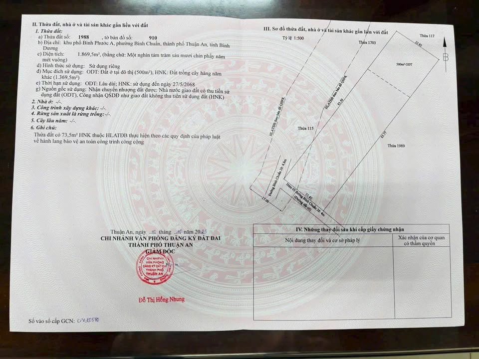 Đất nền thổ cư 500m² tại Bình Chuẩn, Thuận An chỉ 21 tỷ - Cơ hội đầu tư vàng!