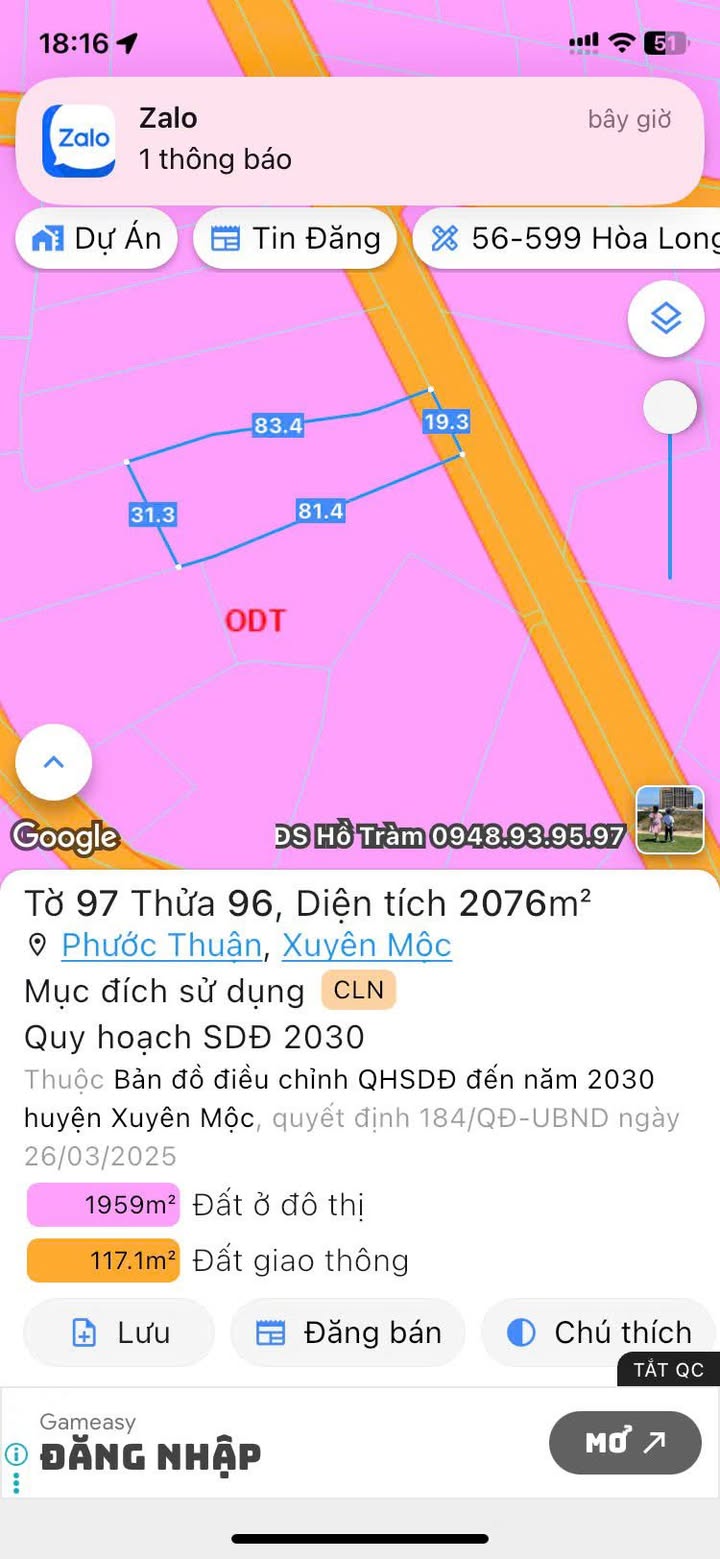 Đất nền đường nhựa xã Phước Thuận 2076m² giá 4.1 tỷ - Cơ hội đầu tư hấp dẫn!