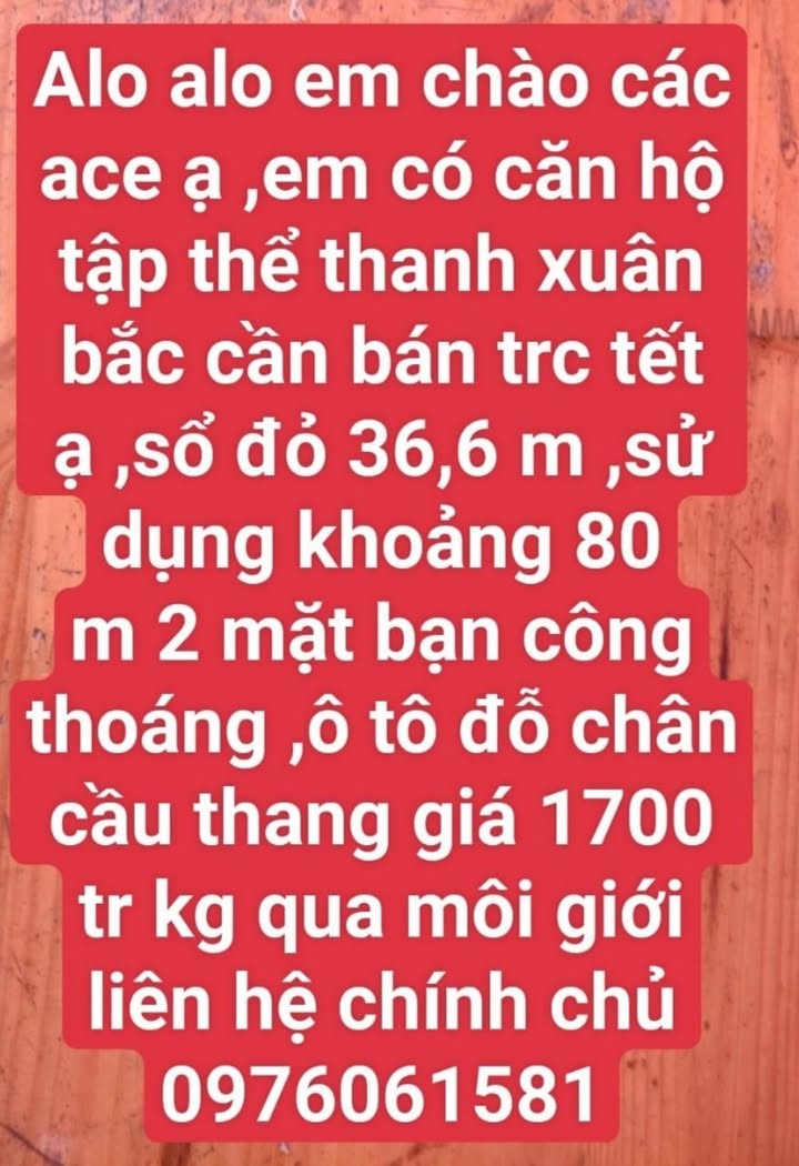 Căn hộ tập thể Thanh Xuân Bắc 36m² giá 1.7 tỷ - Chính chủ bán gấp!