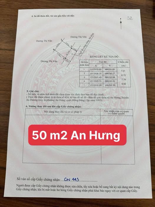 Đất nền An Hưng Hồng Bàng 50m² giá 8 triệu - Ô tô vào tận cửa!
