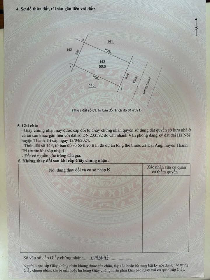 Đất đấu giá Đại Áng Thanh Trì 50m² giá 7 tỷ - Vị trí đẹp thuận lợi