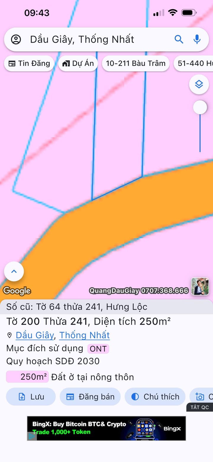 Đất thổ cư ấp 94 xã Dầu Giây 290m² giá 1.6 tỷ - Đầu tư sinh lời ngay!