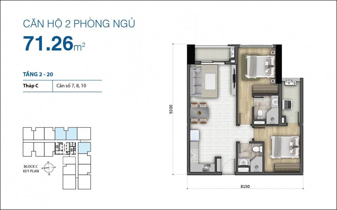 Căn hộ Botanica Premier Tân Bình 71m² giá 5.9 tỷ - Nội thất đầy đủ, view thoáng đãng!