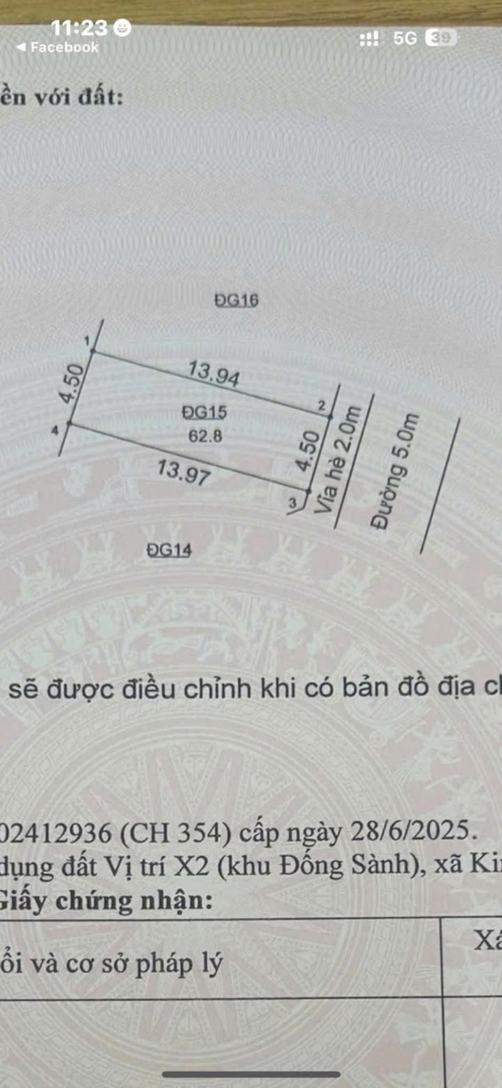 Đất nền KĐT Hinode Hoài Đức 62.8m² giá 9.4 tỷ - Sổ đỏ chính chủ, vị trí đẹp!