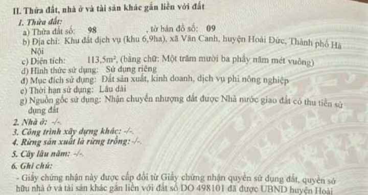 Đất dịch vụ Vân Canh Hoài Đức 113.5m² - Lô góc, giá đầu tư hấp dẫn!