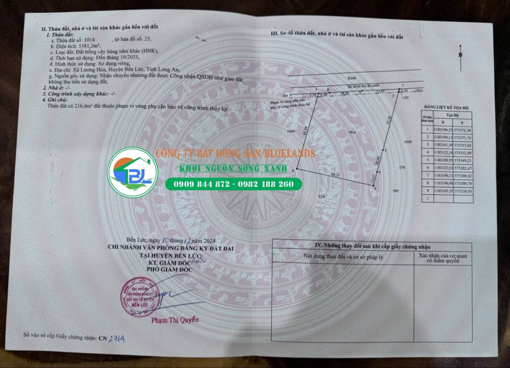 Đất nông nghiệp 5.381m² xã Lương Hòa, Bến Lức chỉ 6.5 tỷ - Cơ hội đầu tư hấp dẫn!