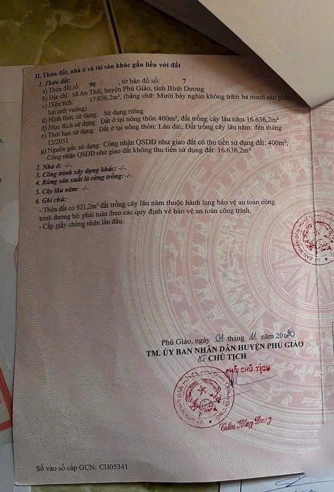 Đất nền An Thái, Phú Giáo 17.036m² giá 8 tỷ - Cơ hội đầu tư tuyệt vời!