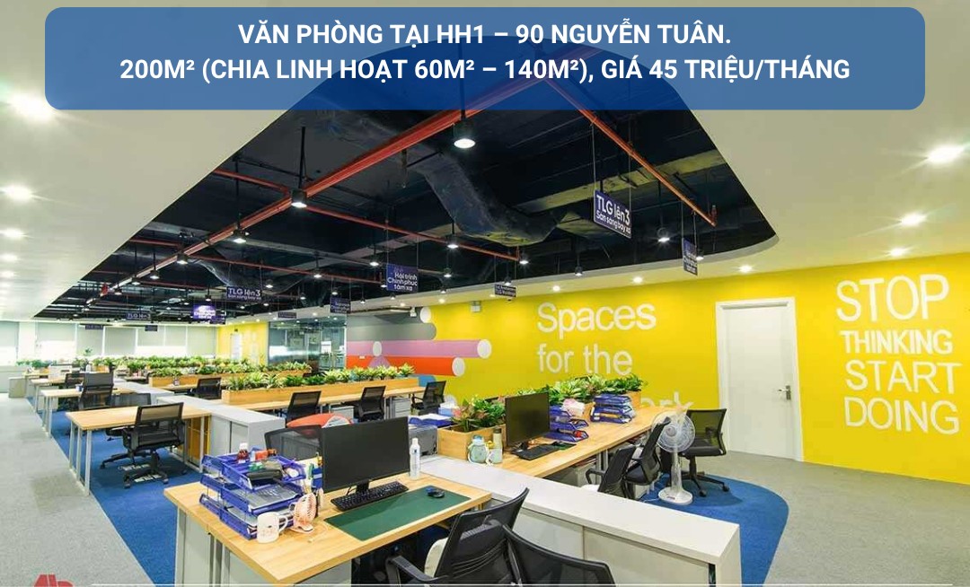 Văn phòng cho thuê tại 90 Nguyễn Tuân, Thanh Xuân 200m² - Thiết kế hiện đại, giá 45 triệu/tháng!