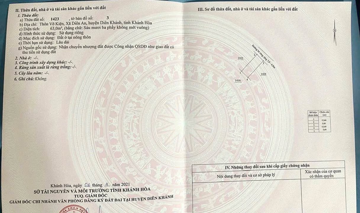 Đất Diên An, Diên Khánh 63m² giá 1.55 tỷ - Cơ hội đầu tư lý tưởng!