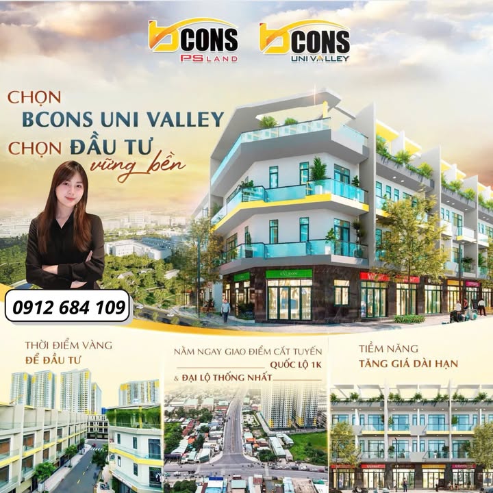 Shophouse Bcons Uni Valley Dĩ An 60m² giá 7.7 tỷ - Cơ hội đầu tư sinh lời bền vững!