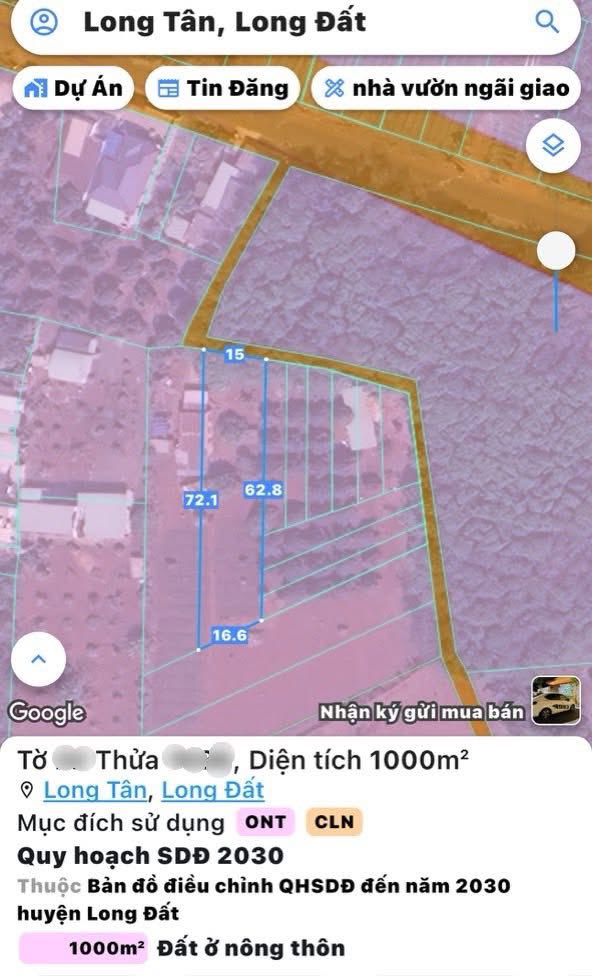 Đất nền Long Tân 1080m² giá 1.8 tỷ - Sổ đỏ chính chủ, xây dựng tự do!
