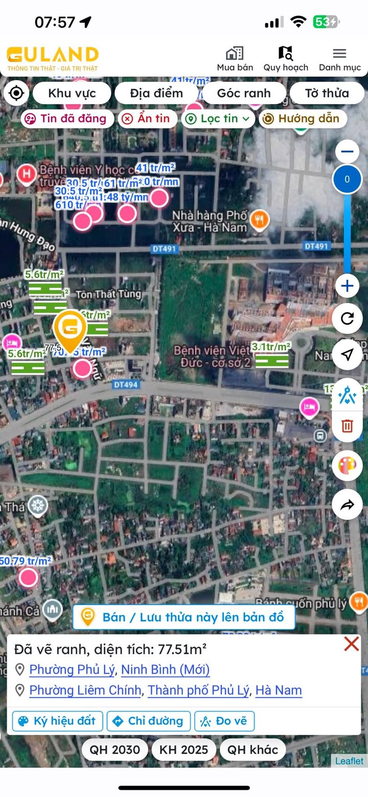 Đất nền phố Lê Duẩn, Phủ Lý 77m² giá 4.62 tỷ - Vị trí đắc địa, tiện ích đầy đủ!