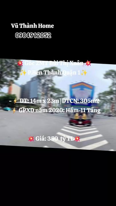 Bán gấp bất động sản góc 2MT Bùi Thị Xuân, quận 1 - Diện tích 305m² - Giá thương lượng 350 tỷ