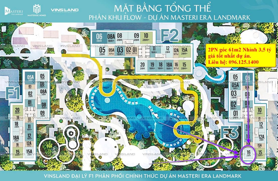 Căn hộ Masteri Era Landmark Văn Giang 61m² giá 3.5 tỷ - View nội khu tuyệt đẹp!