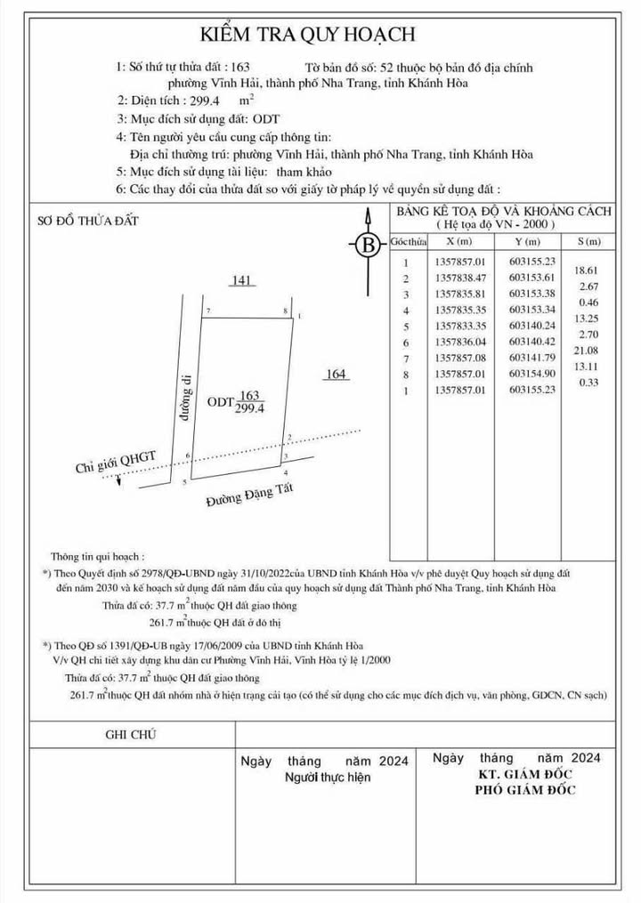 Bán đất góc 2 mặt tiền Đặng Tất, Vĩnh Hải, Nha Trang 299.4m² - Vị trí đắc địa gần bãi tắm!