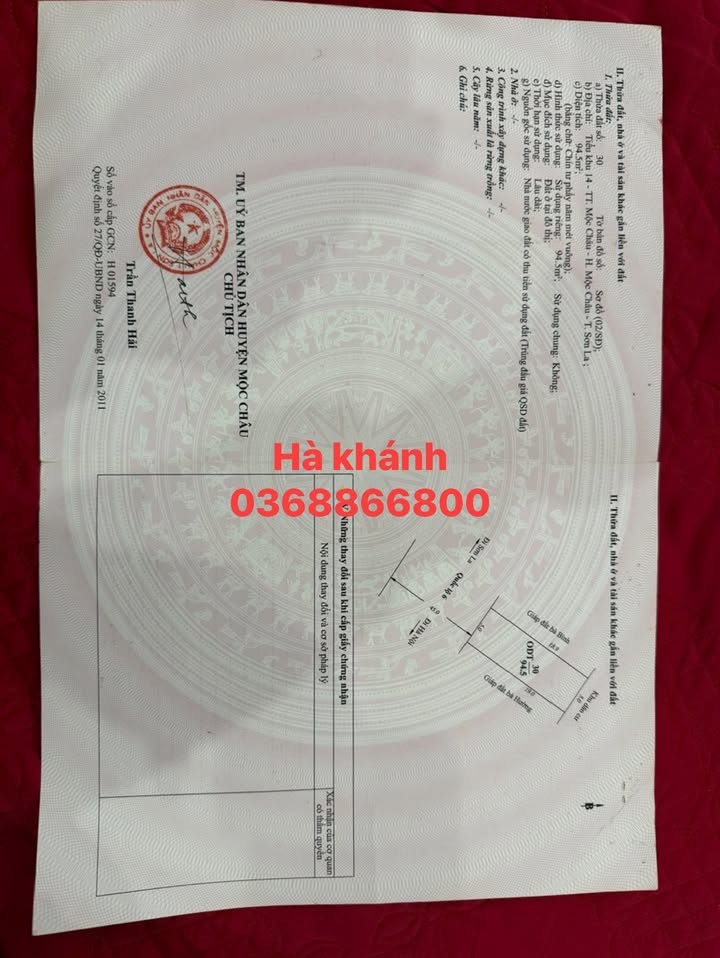 Đất thổ cư Mộc Châu 95m² giá 3 tỷ - Vị trí kinh doanh đắc địa!