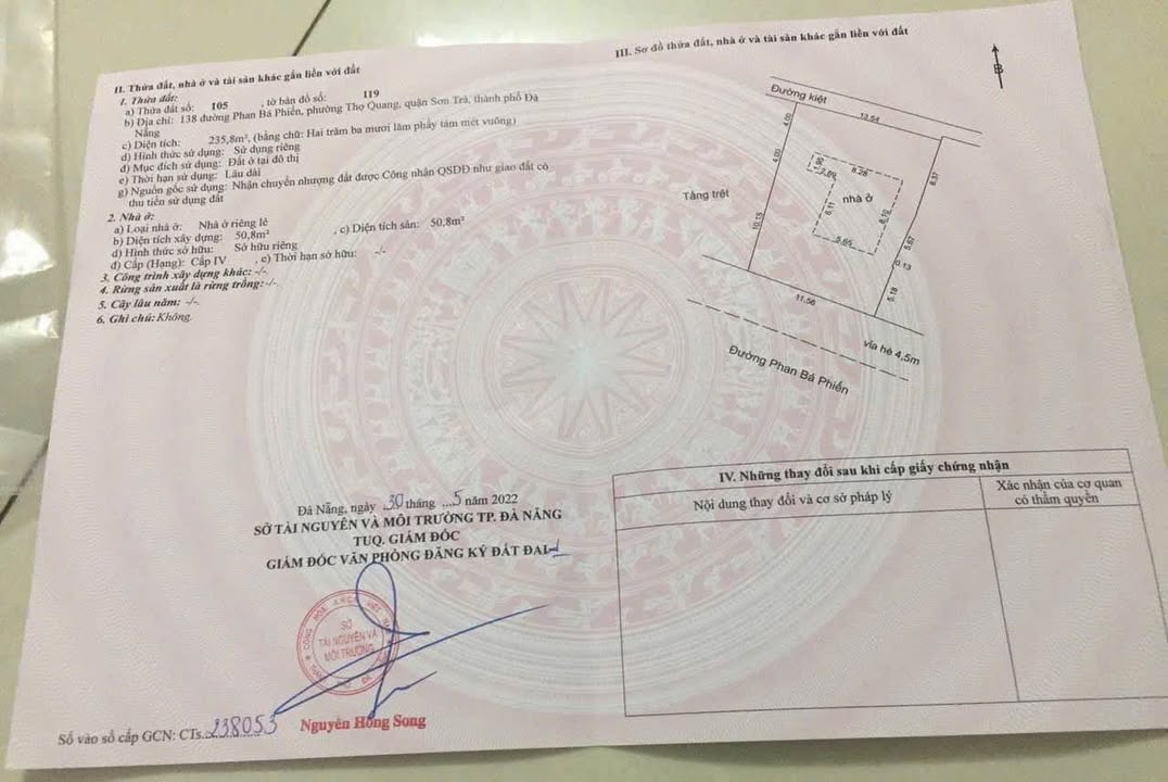 Đất mặt tiền đường Phan Bá Phiến, Sơn Trà, Đà Nẵng 236m² - Cách bãi tắm chỉ 300m!