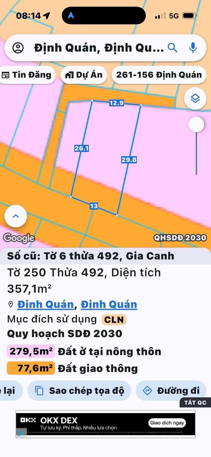 Đất nền Gia Canh Định Quán 492m² giá 1.75 tỷ - Pháp lý rõ ràng, sẵn sàng đầu tư!