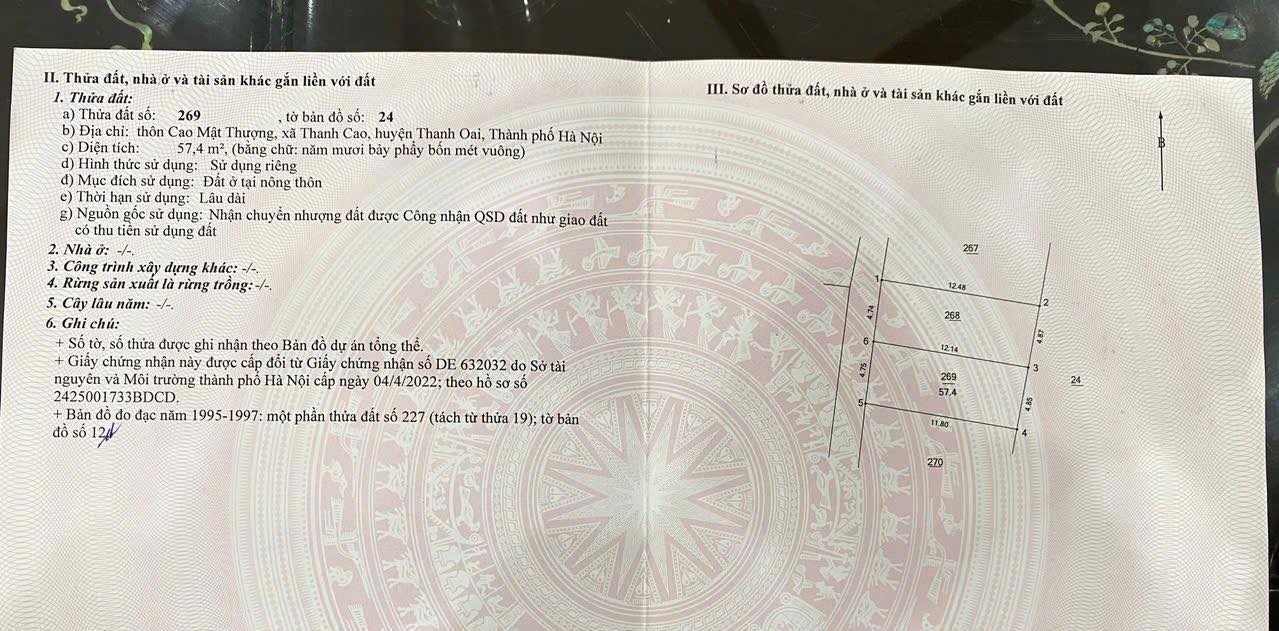 Đất nền Thanh Cao - Thanh Oai 57m² chỉ 2.1 tỷ - Cơ hội đầu tư hiếm có!